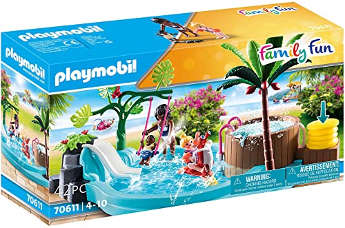 PLAYMOBIL Family Fun 70611 Kinderbecken mit Whirlpool, Zum Bespielen mit Wasser, Ab 4 Jahren  